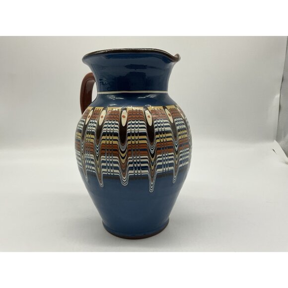 Bulgarian Troyan Pottery Pitcher or Jug w/Peacock Eye Pattern Red Ware Drinkware - Picture 8 of 16